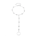 Silver link chain slave bracelet featuring small heart charms and a connected open ring - Silver Heart One-Finger