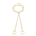 Elegant gold slave bracelet with thick curb chain and two adjustable open rings - Gold Two-Finger
