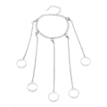 Silver slave bracelet with chain links connecting five adjustable rings for fingers - Silver Five-Finger