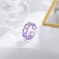 Minimalist purple matte hollow chain ring with adjustable opening for fashion jewelry - Adjustable Open / Light Purple