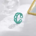 Mint green hollow chain ring with a matte finish and adjustable open design - Adjustable Open / Fruit Green
