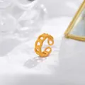 Close-up of bright yellow chain-link open ring with premium matte enamel finish - Adjustable Open / Yellow