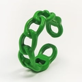 Adjustable green chain ring with glossy macaron finish for a bold minimalist style - Adjustable Open / Green