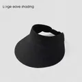 Women's black UPF50+ sun visor with a wide brim and textured breathable fabric - Large Brim Raffia Style / Black