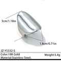 Polished stainless steel geometric open ring in silver finish, size 3cm by 1.8cm - Silver