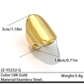 Polished 18K gold plated stainless steel wide band armor ring with adjustable open design - Gold