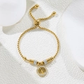 Gold Tree of Life charm bracelet with sparkling crystals and adjustable snake chain - Gold