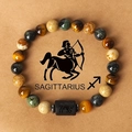 Sagittarius stretch bracelet with mixed natural tiger eye and jasper stone beads - Sagittarius