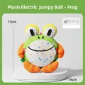 Plush frog-shaped interactive bouncing ball dog toy with USB charging cable, 15cm size - Standard Green Frog