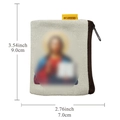 Rosenkranz-Etui aus Leinwand mit religiösem Motiv und braunem Rand, 9 x 7 cm - CR Stil