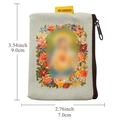 Canvas rosary pouch with vintage portrait print and zipper, 9x7cm compact size storage - SCM-2 Style