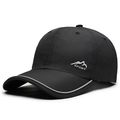 Lightweight quick-dry black sports baseball cap with white mountain graphic and logo - Adjustable / Black