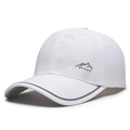 White quick-dry sports baseball cap with mountain embroidery and reflective brim trim - Adjustable / White