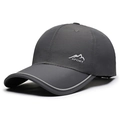 Quick-dry dark grey sports baseball cap with mountain logo and reflective brim trim - Adjustable / Dark Gray