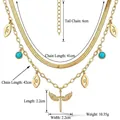 Doppellagige Halskette aus 18K vergoldetem Edelstahl mit Türkis-Böse-Augen-Anhänger - Doppellagige Kreuzhalskette (Gold)