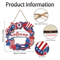 Independence Day gnome wooden welcome sign with patriotic stars and stripes motifs - Independence Day Elements Collage Wreath Decor (Y26Y90223_Q)