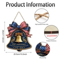 Targa in legno 250 anniversario USA con Liberty Bell e fiocco con bandiera - Decorazione per Porta a Forma di Campana con Fiocco 250° Anniversario (Y26Y90226_Q)