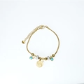 Pulsera de acero inoxidable dorado con cadena de serpiente y amuleto de ojo - Dorado
