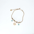 Pulsera de ojo turco dorada con cuentas turquesas y detalles de cristal brillante - Oro rosa