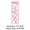 Autocollants laser DIY lapin rose mignon avec motifs de desserts, 15x4,9cm - Lapin Coeur en Dentelle Rose Holographique