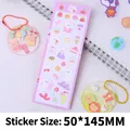 Kit d'autocollants chat mignon rose pour journal avec feuilles de stickers 50x145MM - Chat de Dessert Rose Transparent au Laser