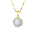 Collana in argento S925 con ciondolo in opale blu tondo e catena placcata oro - Argento 925 / Colore Oro Opale Bianco