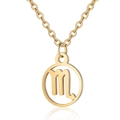 Detailed close-up of golden Scorpio zodiac necklace with a polished circular pendant - Scorpio Gold