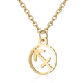 Macro shot of 18K gold Sagittarius zodiac pendant with polished O-chain detail - Sagittarius Gold