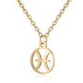 Detailed view of gold Pisces zodiac pendant with minimalist circular hollow design - Pisces Gold
