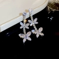 Silver drop earrings with butterfly motif and sparkling marquise zircon crystals - 3# Silver Pin-Silver-Butterfly Round