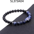 Facettiertes 6mm Perlenarmband mit matten schwarzen Achaten und blauen Steinen - Sodalith-Stil (SL373A04)