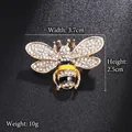 Detail view of crystal bee brooch with 3.7cm x 2.5cm dimensions and 10g weight details - Yellow Black Bee (BR2400)