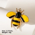 Detailed macro view of enamel bee brooch with rhinestones and size details 3.5x3cm - Yellow Black Bee (BR2402)