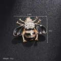 Detail showing dimensions of gold bee brooch with rhinestones and black enamel wings - Green Eyes Black Bee (XD7995-2)