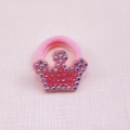 Elastico per capelli con corona rosa e strass arcobaleno per acconciature da bambina - Mt027-crown / -