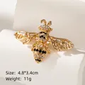 Golden bee brooch with black and white rhinestones, size 4.8x3.4cm, weight 11g - Golden Bee (XD8197-1)