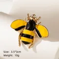Golden honey bee brooch with yellow enamel and rhinestones, size 3.5x3cm, 10g weight - Yellow Black Bee (BR2402)