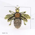 Vintage gold bee brooch with amber rhinestones on a clean white background - Antique Gold Coffee (XD824005-2)