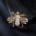 Exquisite gold bee brooch pin with sparkling rhinestones and black enamel accents - Antique Gold Bee (XD825352)