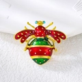 Cute bee and beetle style alloy brooch pin with red enamel and sparkling rhinestones - Colorful Bee (XD825152)