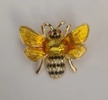 Golden honey bee brooch with yellow crystal and sparkling black and white rhinestones - Yellow Bee (XD824443)