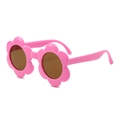 Simpatici occhiali da sole a fiore rosa brillante per bambini con lenti marroni e filtri UV - Montatura Rosa Rosso Lenti Marroni