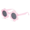 Occhiali da sole per bambini rosa traslucido a forma di fiore con lenti grigie rotonde UV - Montatura Rosa Frutta Lenti Grigie