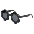 Lunettes de soleil enfant mignonnes en forme de fleur noire avec verres ronds de protection - Monture Noire Verres Gris