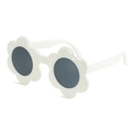 Lunettes de soleil enfant en forme de fleur crème avec verres ronds gris et protection UV - Monture Blanche Verres Gris