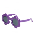 Simpatici occhiali da sole per bambini a forma di fiore viola con lenti rotonde grigio scuro - Montatura Viola Lenti Grigie