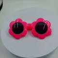 Lunettes de soleil enfant rose néon en forme de fleur avec verres de protection - Monture Rose Vif Verres Gris