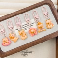 6er-Set süße Schlüsselanhänger aus Capybara-Harz in Rosa und Orange mit Metallhaken - 6 Stück / Packung