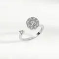 Sparkling S925 sterling silver spinning floral ring with cubic zirconia stones - Zircon Cluster Flower Style (9)