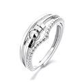 Rotating copper spinner ring with multi-layer band and movable beads in silver finish - Multi-Layer Round Bead Open Style (11)